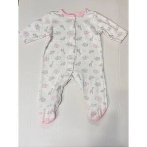 Little Me Romper With Elephants, Giraffes And Lions   Girls Size 3 Months
